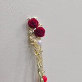 Gold Rose Hairpin with Pearl & Dangling Charms