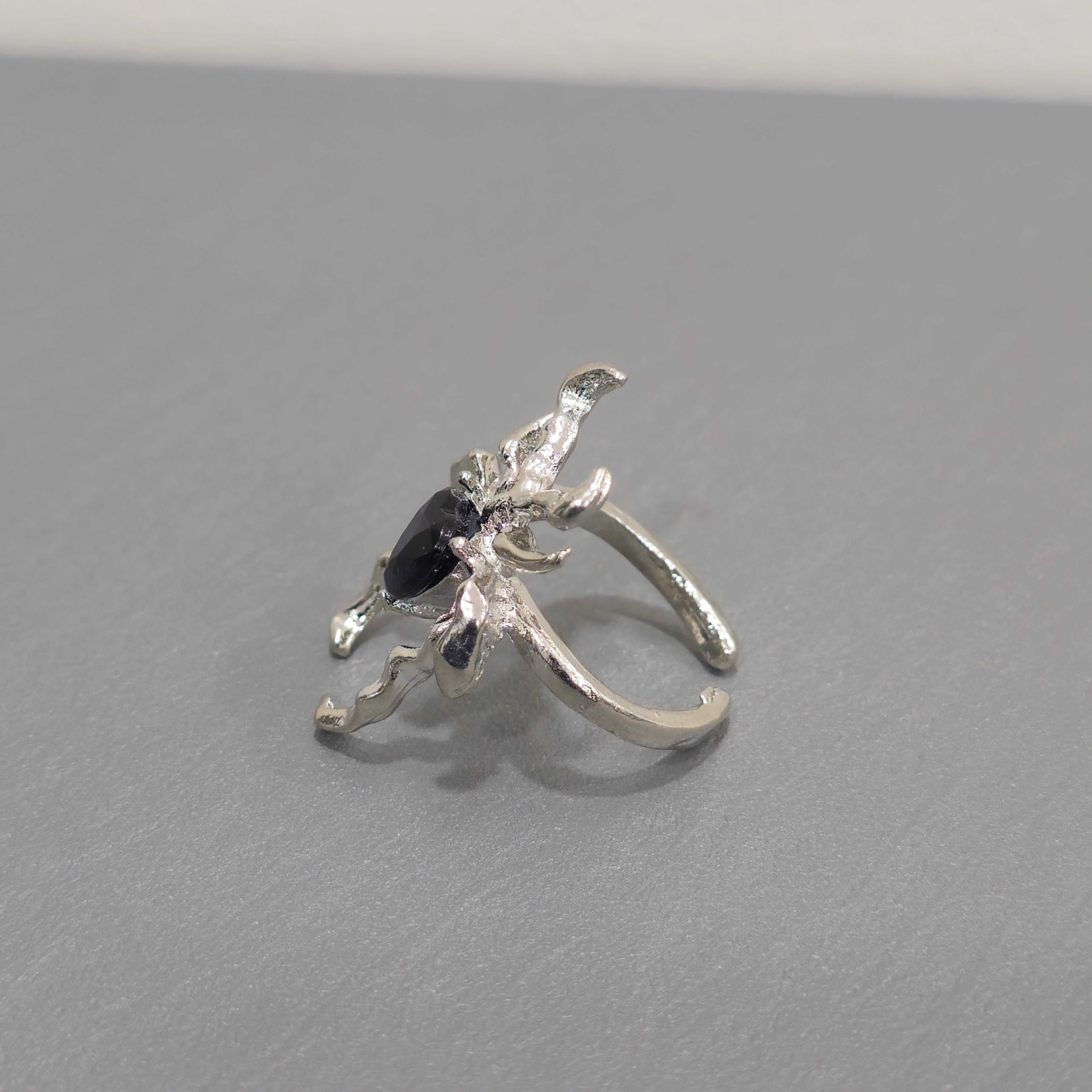 Gothic Spider Heart Ring