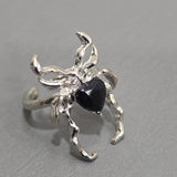 Gothic Spider Heart Ring