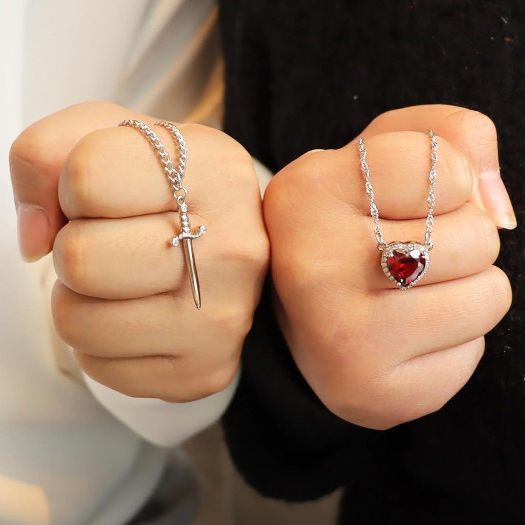 Heart & Sword Couple Necklace
