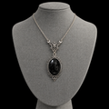Nocturnal gothic pendant necklace with black stone - Eclipse Beads
