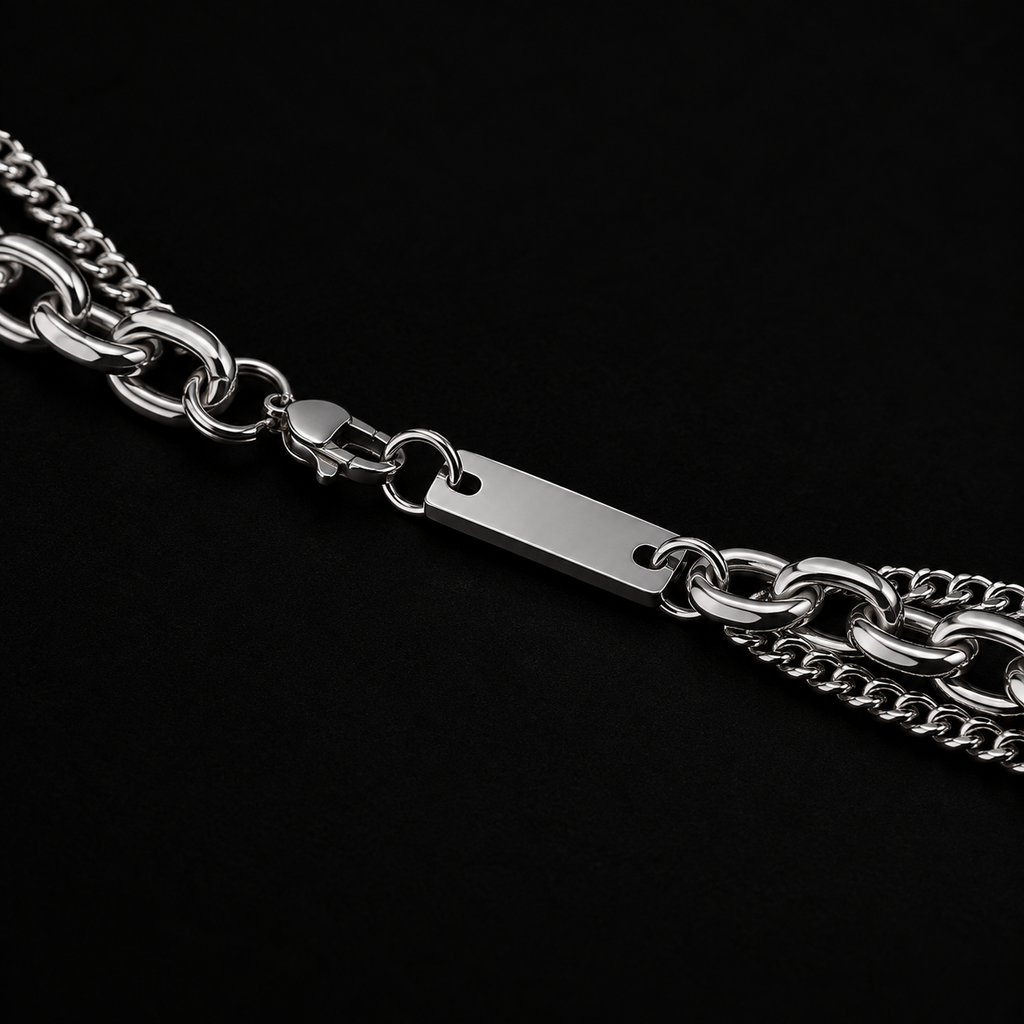 Duality Necklace – star cross double chain necklace by Eclipse Beads, view 4