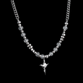 ASTRA crystal bead silver chain necklace