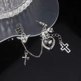 Punk Vintage Metal Chain Cross Love Love Earrings