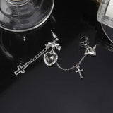 Punk Vintage Metal Chain Cross Love Love Earrings