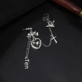 Punk Vintage Metal Chain Cross Love Love Earrings