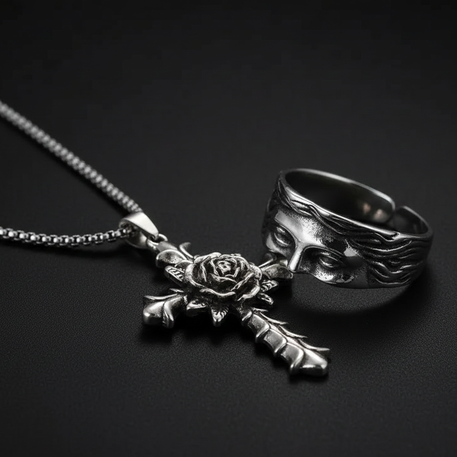 The Onyx Relic Necklace + Ring Combo