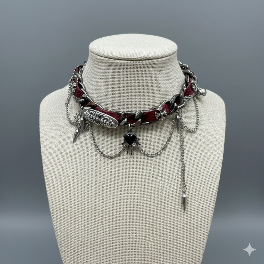 Exaggerated Heart Choker – Gothic Luxe Statement Necklace