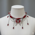 Crimson Monarch red velvet butterfly choker necklace