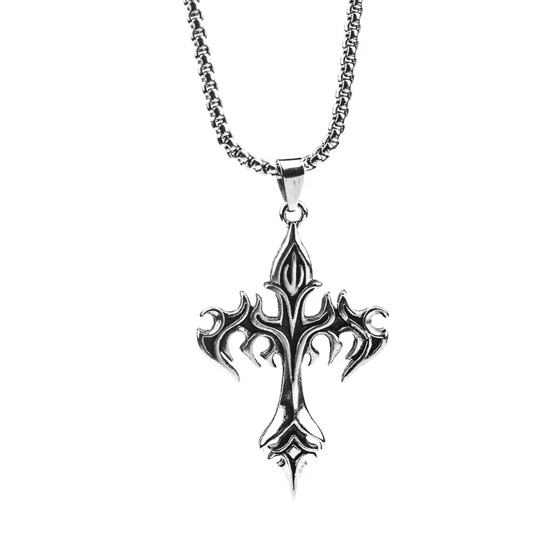 Flame cross necklace