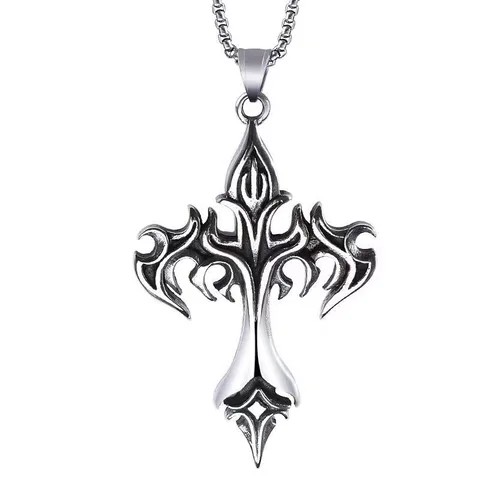 Flame cross necklace