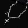 Starburst unisex silver chain necklace